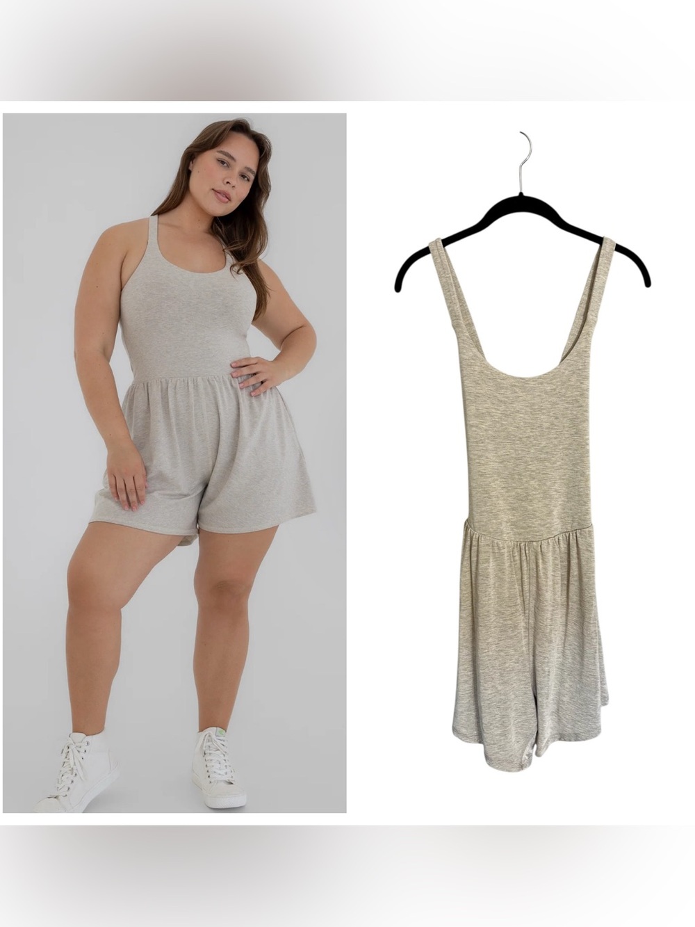 Imbodhi Lila Romper 2.0 Oatmeal buttery soft active lounge wear sz large